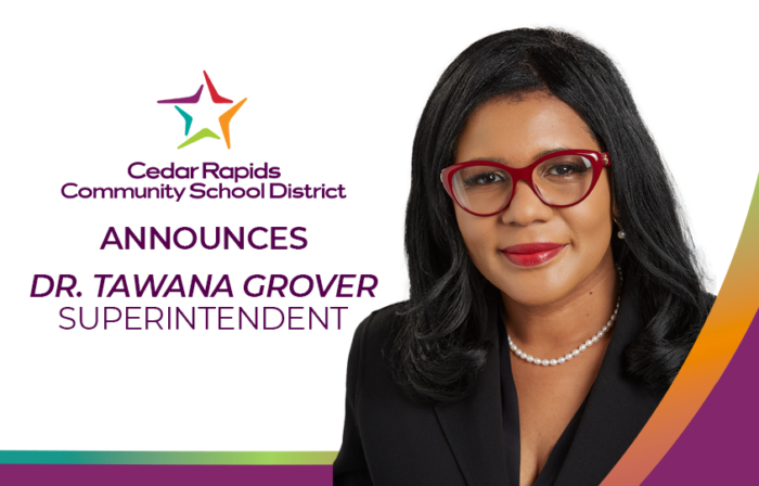 Cedar Rapids Community School District Names Dr. Grover as Superintendent