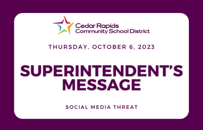 Superintendent Message
