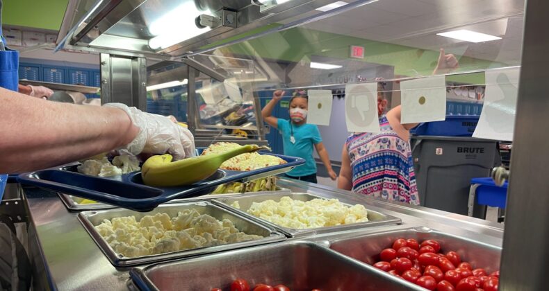 food being served in lunch line