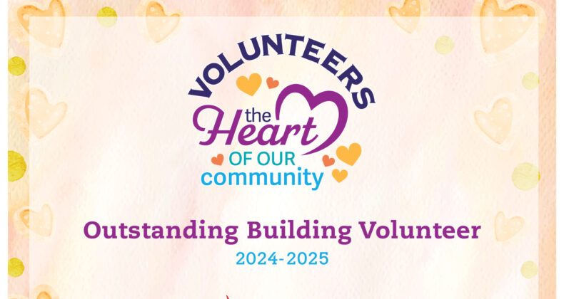 2025 Volunteer graphic, for outstanding building volunteer 2024-25